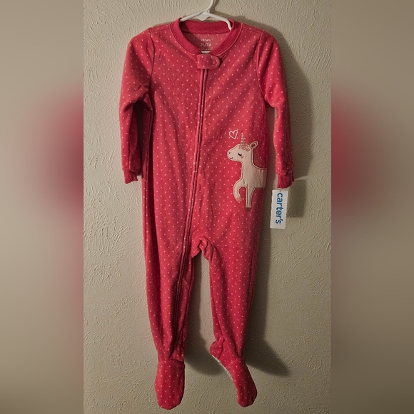NWT Carters Pink Fleece Pajamas - Picture 1 of 2